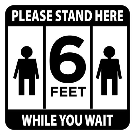 Please Stand Here While You Wait Floor Decal 12x12 Inch Trophy Depot