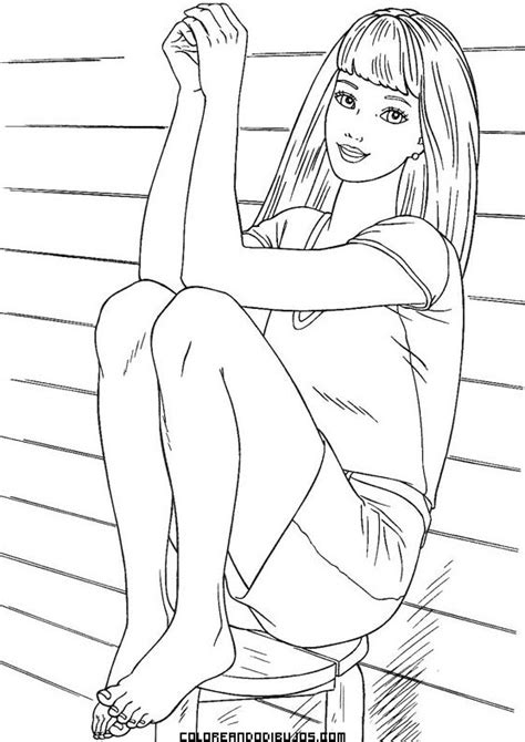 Dibujo De Barbie Juvenil Para Colorear Dibujos Para Colorear