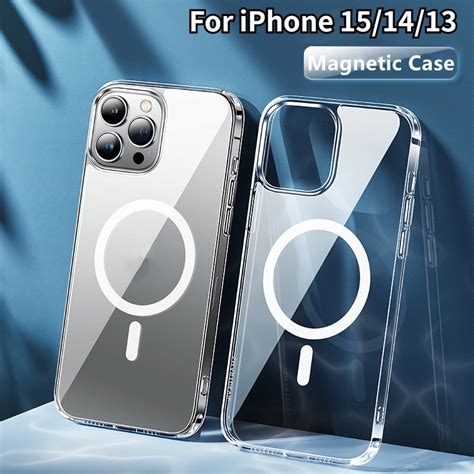Magnetic Clear Case For Iphone 15 14 13 Pro Max Plus 15promax 14plus