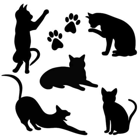Premium Vector Cats Silhouettes Set Vector Illustration