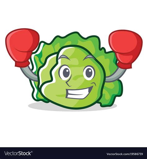 Boxing Lettuce Character Cartoon Style Royalty Free Vector