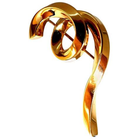 Authentic Tiffany And Co Swirl Pin 18 Karat For Sale At 1stdibs