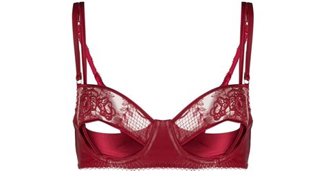 Loveday London Le Rouge Quarter Cup Bra In Red Lyst