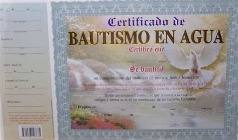 Certificado De Bautismo En Agua Paloma 4588219222