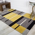 Rugs - Rio Range - Yellow & Grey Contemporary Patchwork Living Room Rug ...