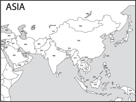 Printable Black And White Map Of Asia