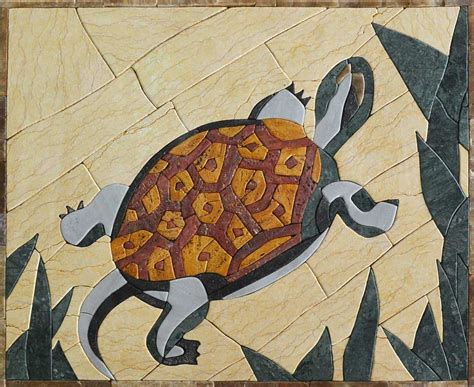 Petal Turtle Stone Mosaic Art Animals Mozaico
