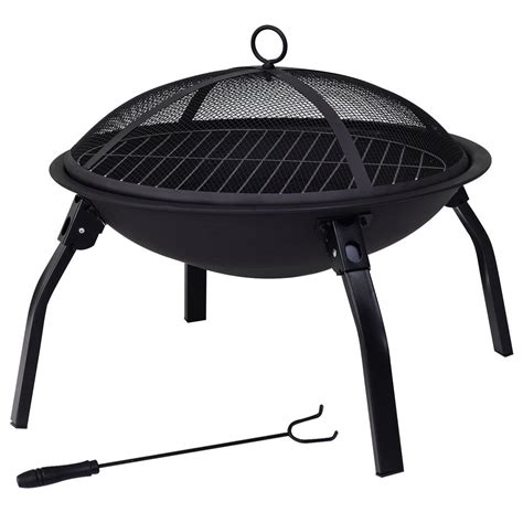 Portable 22 Folding Fire Pit Bbq 4 Leg Fire Bowl Cooking Campfire