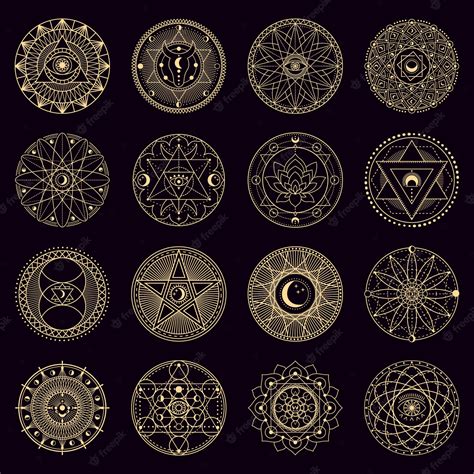 Premium Vector Mystery Spell Circle Golden Mystical Alchemy
