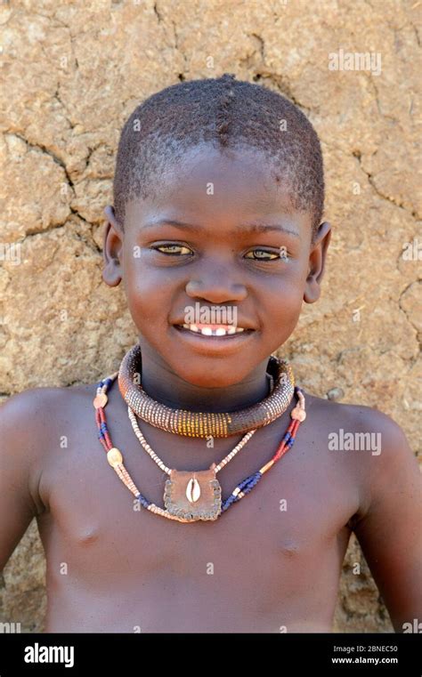 Young Himba Girl With The Typical Necklace Kaokoland Namibia October