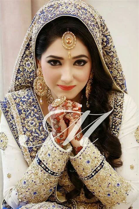 ♡pakistan Bride Gorgeous Love The Sleeves Blue And White Bridal Dress For A Nikah Or