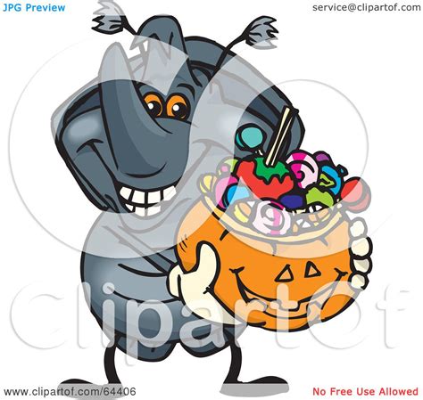 Royalty Free Rf Clipart Illustration Of A Trick Or Treating Rhino