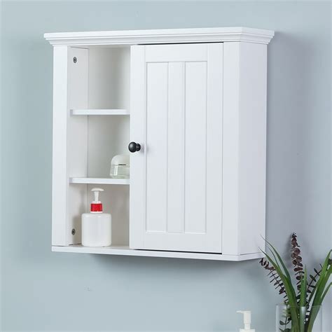 Luxenhome White Mdf Wood Bathroom Wall Storage Cabinet Homesquare