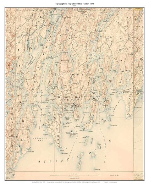 Boothbay Harbor 1893 Custom Usgs Old Topo Map Maine Old Maps