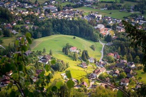 Aerial View Of Houses In Bad Goisern Am Hallstattersee Village Upper