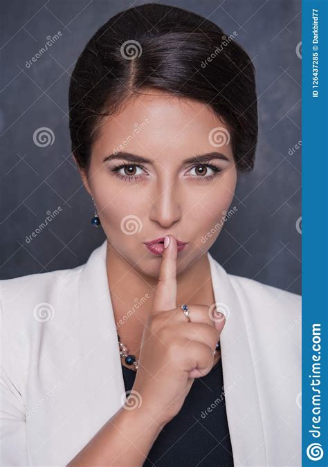 Beautiful Woman Holding Finger On Lips Stock Image Image Of Girl