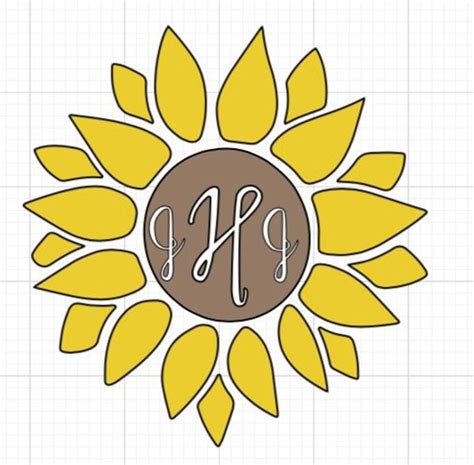 Sunflower Monogram Sticker Sunflower Sticker Monogram Etsy