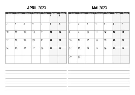 Kalender April Mai 2023 Kalendersu