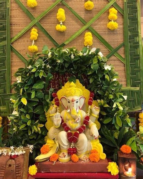 Simple Flower Decor Ganpati Decoration Design Flower Decorations