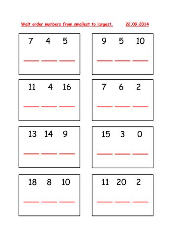 Ordering Numbers From Smallest To Largest By Seanb88 Teaching