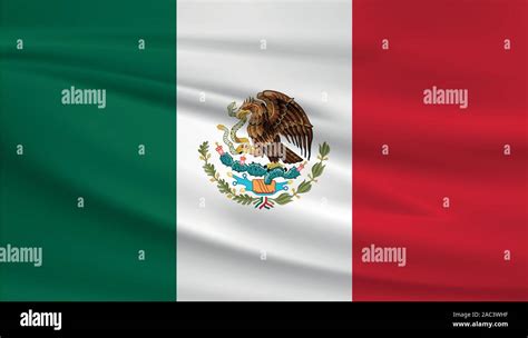 Waving Mexico Flag Official Colors And Ratio Correct Mexico National
