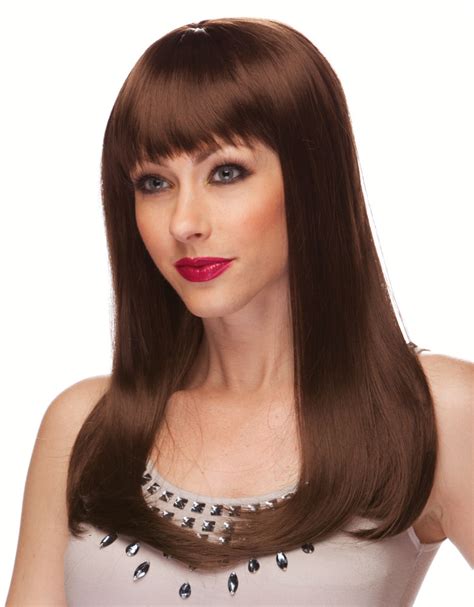 Brown Long Straight Wig With Bangs Classy
