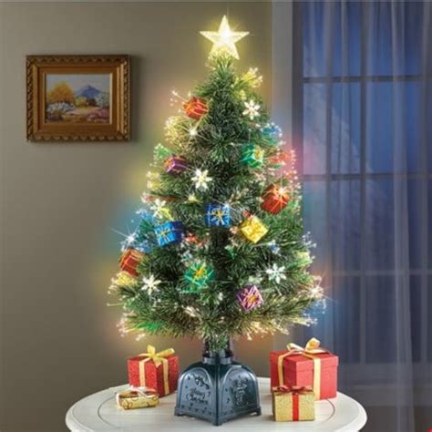Rotating Tabletop Christmas Tree With Fiber Optic Lights