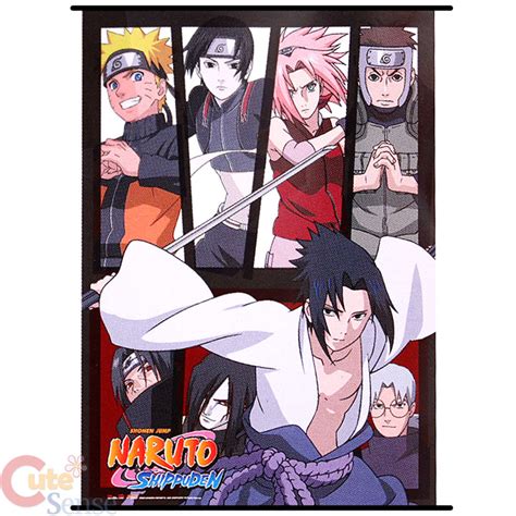 Naruto Shippuuden Group Wall Scroll Ge5255 Fabric Silkprinting Anime