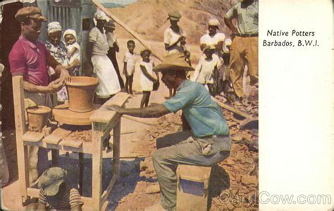 native potters barbados b w i postcard