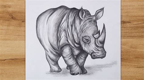 How To Draw A Realistic Rhino Rhinoceros Step By Step Animals