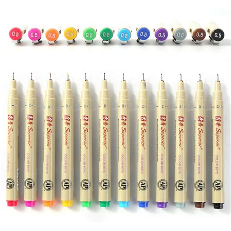 Buy 12 Colored Fineliner Needle Drawing Pens 05mm