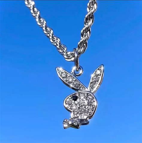 Silver Playboy Bunny Necklace Etsy