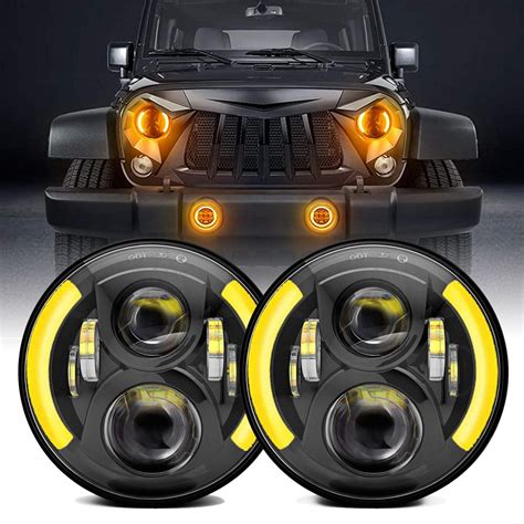 Doxmall 7″ Led Tempest Half Halo 7″ Led Headlight Kit For Jeep Wrangler