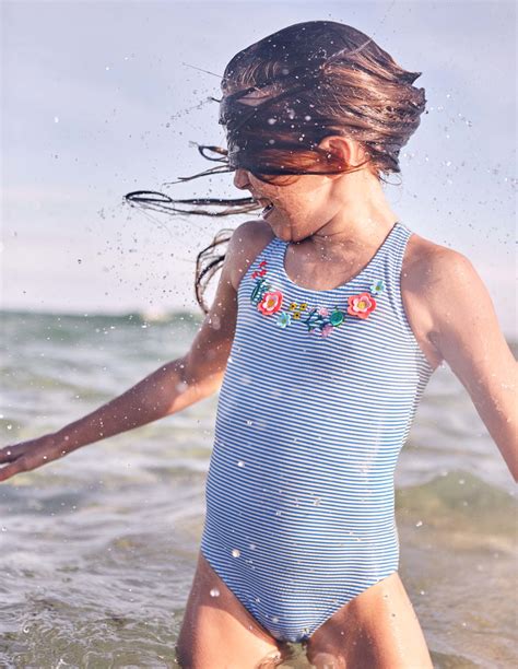 Floral Appliqué Swimsuit G0420 Swimsuits At Boden Swimwear Girls