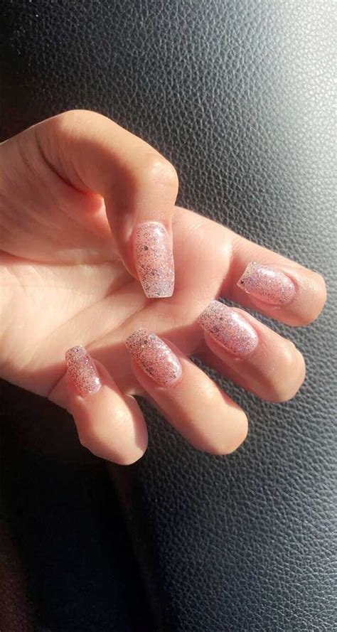 Gorgeous Pink Nail With Glitter And Diamante Nail Art Design Ideas