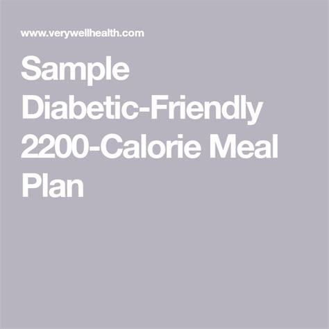 Sample Diabetic Friendly 2200 Calorie Meal Plan Calorie Meal Plan