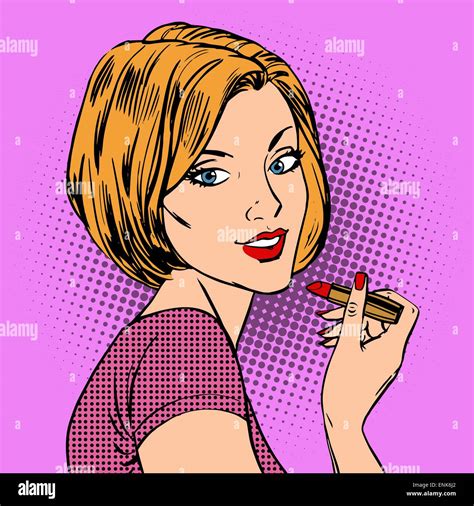 Woman With Red Lipstick Stock Vector Images Alamy