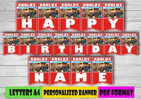 Digital Roblox Personalized Birthday Banner Printable Roblox Etsy