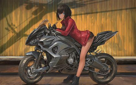 1680x1050 Leather Jackets Anime Girl On Bike 4k 1680x1050 Resolution Hd