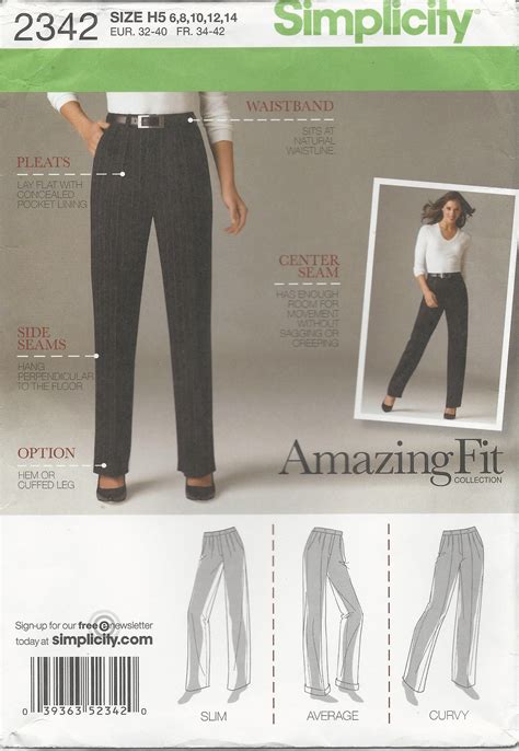 Simplicity 2342 Amazing Fit Ladies Pant Sewing Pattern