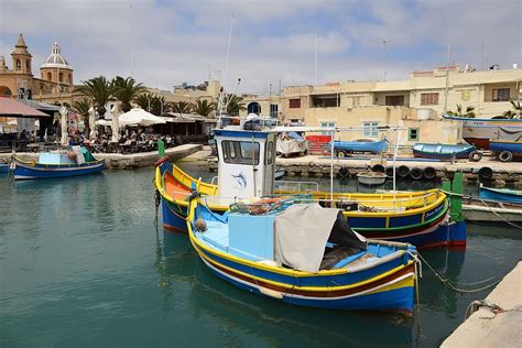 Hd Wallpaper Malta Gozo Port Boats Blue Water Sea Coast Palm