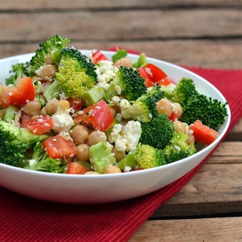 Mealime Broccoli Bell Pepper And Chickpea Salad With Feta And Zesty