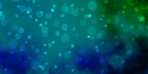 Textura De Vector Azul Claro Verde Con Círculos Estrellas Discos De
