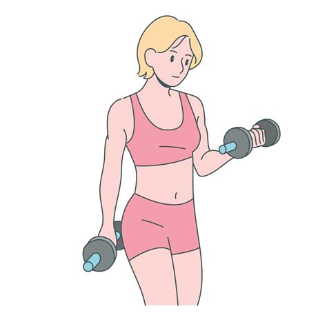 A Woman Is Exercising With A Dumbbell Hand Drawn Style Vector Design