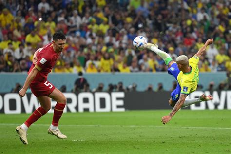 simply spectacular richarlison scores acrobatic volley as brazil steamroll serbia sport