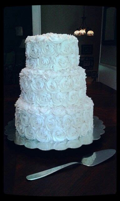 Three Tier Wedding Cake With Buttercream Icing Rosettes 8 15 2015