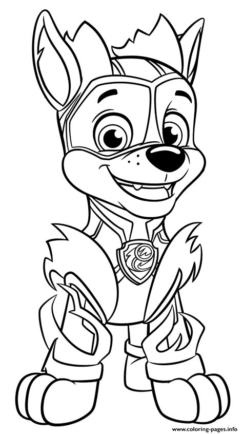 Paw patrol chase coloring pages coloringstar Chase From Paw Patrol Mighty Pups Coloring Pages Printable