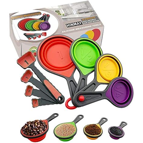 Collapsible Silicone Measuring Cups And Spoons Set 8 Piece Tool Kitchen