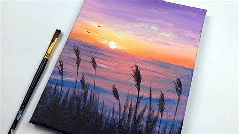 Beach sunset painting beach art sunset paintings ocean beach beautiful sunset painting drawing painting lessons silhouette painting belles images forwards fluorescent neon ocean beach sunset painting by kaybubblesart. Ocean Sunset | Acrylic Painting for Beginners Step by Step ...