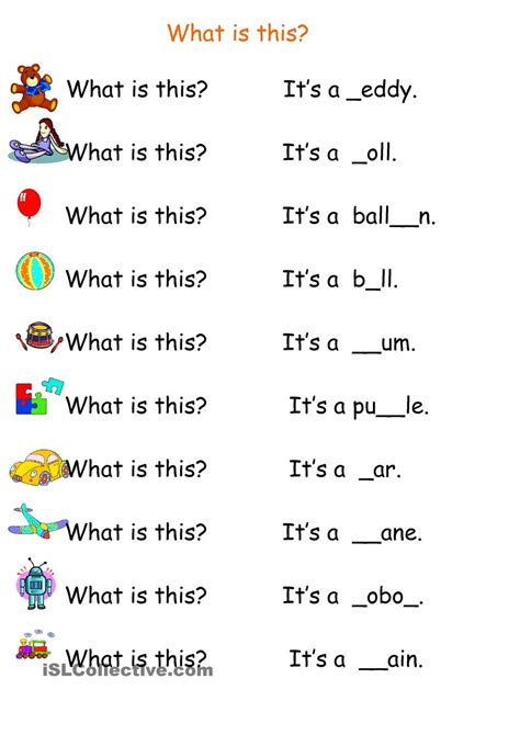 Kindergarten Vocabulary Worksheet